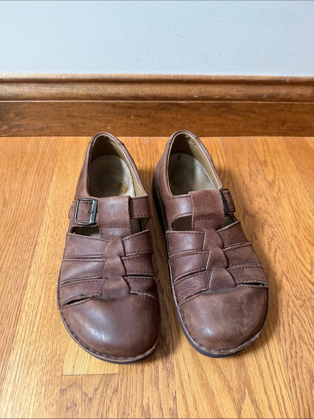 Birkenstock Fisherman Sandals Brown Leather Adjustable Buckle EU 43 US 10 Narrow